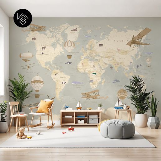 טפט מפת עולם וינטג’