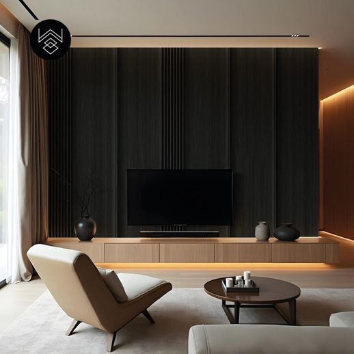 טפט דמוי פורניר אפקט סרגלים פחם