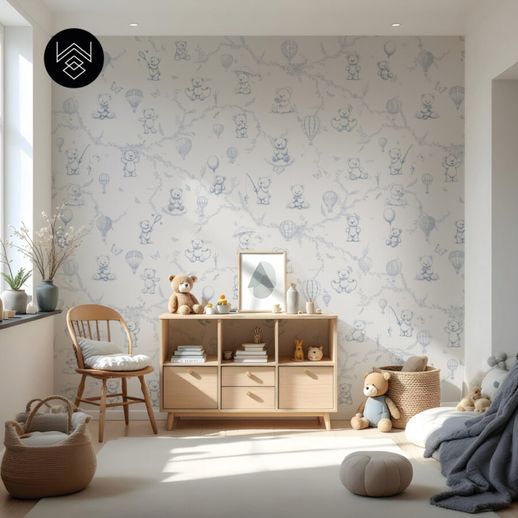 טפט מילאן דובונים כחול אפור 2