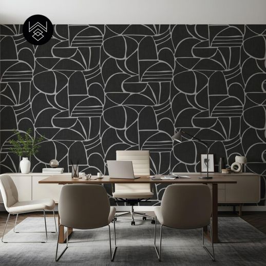 טפט יוטה גיאומטרי שחור