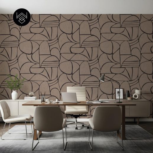 טפט יוטה גיאומטרי חום