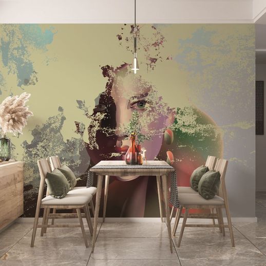 טפט אומנותי ציור של אישה עם צבע מתקלף