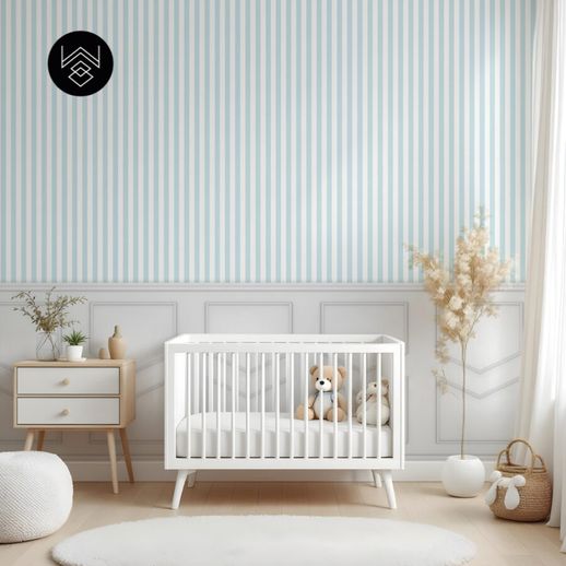 טפט פסים פשתן כחול