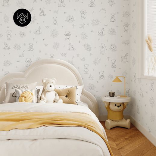 טפט בירדס סמייל אפור