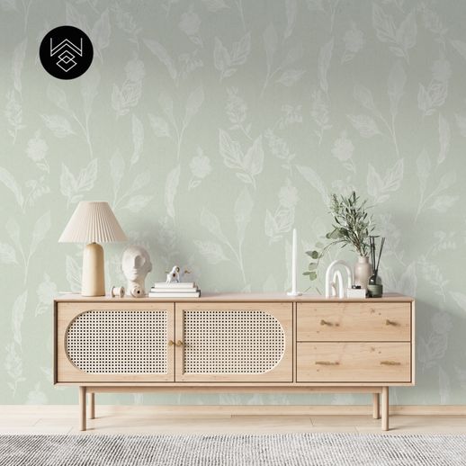 טפט פלאורס פאטרן ליין ירוק