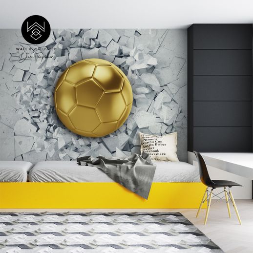טפט כדורגל שובר קירות דמוי זהב