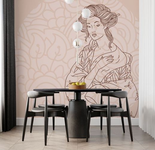 טפט אישה יפנית על רקע אוריינטלי