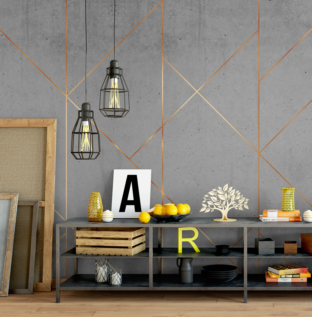 טפט בטון אלכסונים דמוי נחושת