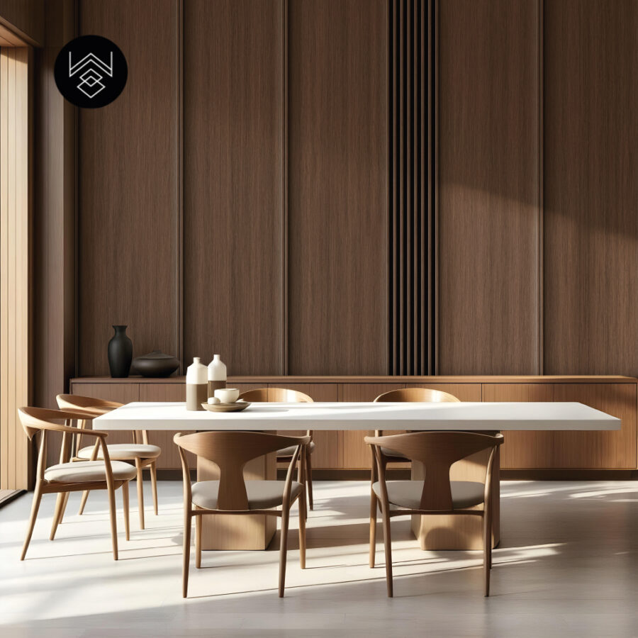 טפט דמוי פורניר אפקט סרגלים חום מעושן