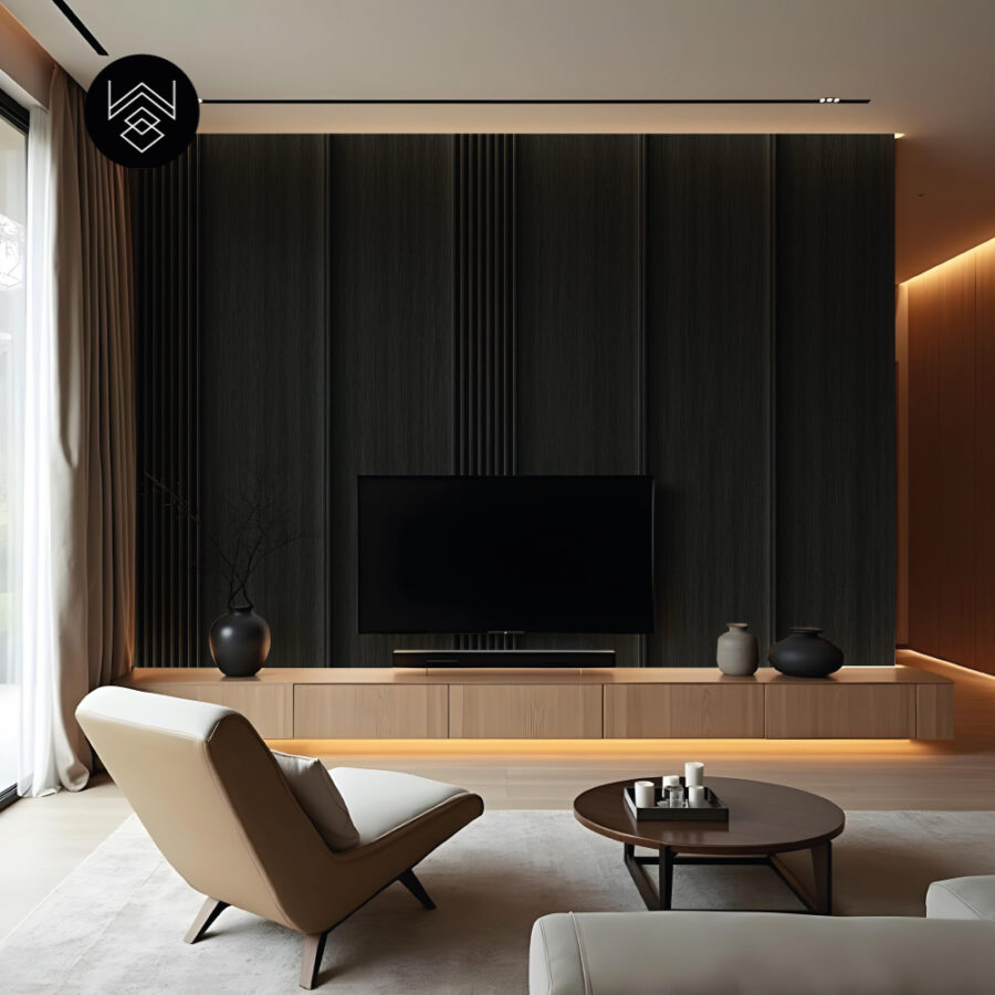 טפט דמוי פורניר אפקט סרגלים פחם