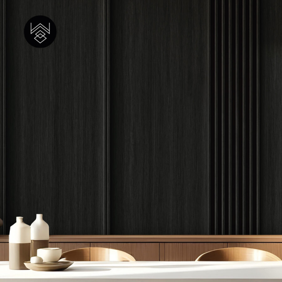 טפט דמוי פורניר אפקט סרגלים פחם