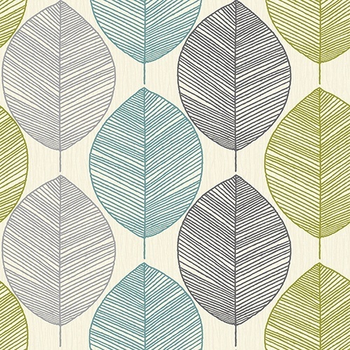 טפט עלים טורקיז ירוק אפור