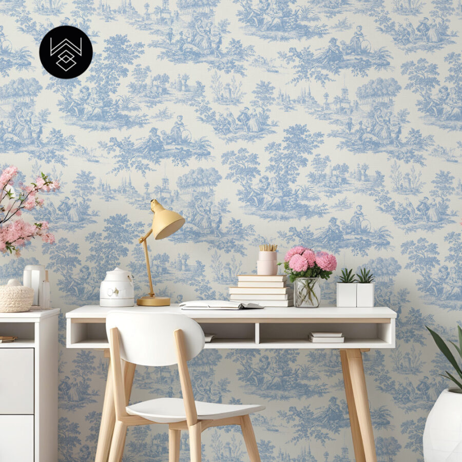 טפט ויקטוריה פאטרן כחול