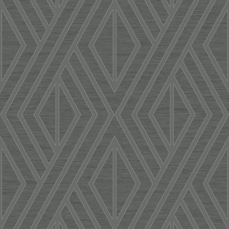 טפט צורות גיאומטרי מפוספס קווים אפור כהה בשילוב כסף