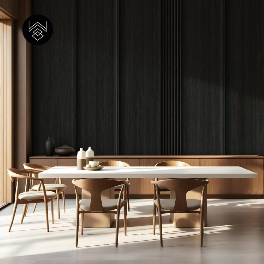 טפט דמוי פורניר אפקט סרגלים פחם