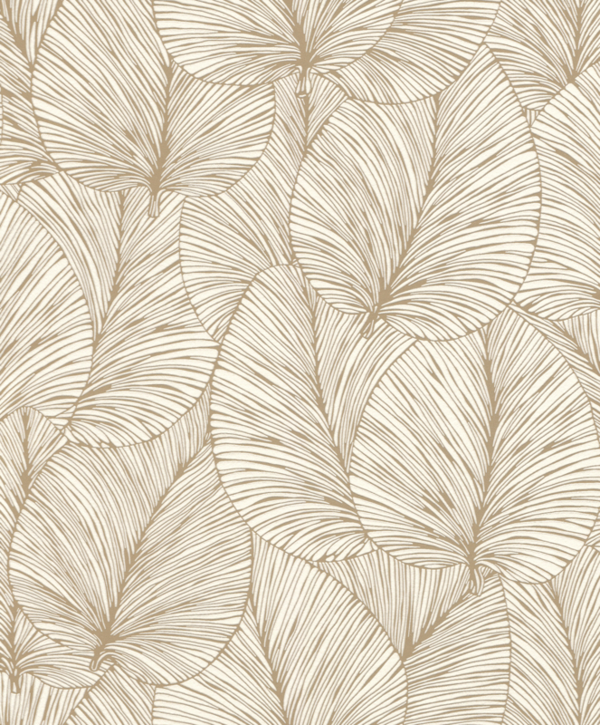 טפט עלים בולטים לבן זהב