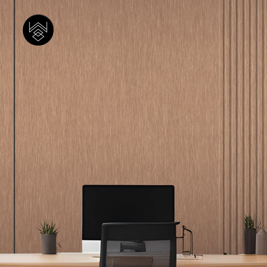 טפט דמוי פורניר מטאלי רוז גולד