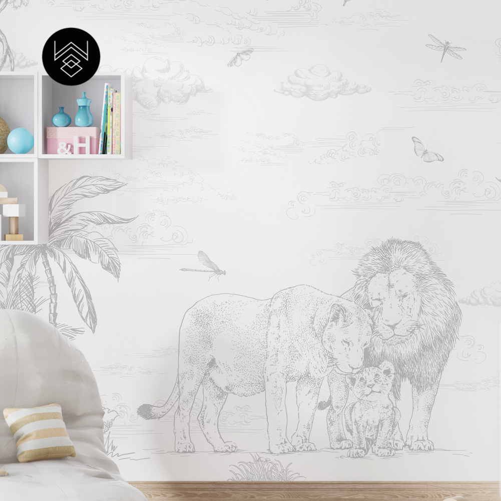 טפט מילאן אריות אפור