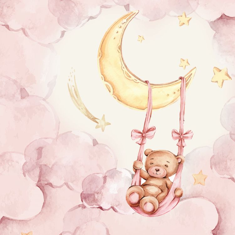 טפט חדר תינוקות LULLABY דובי מתנדנד להנאתו על ירח