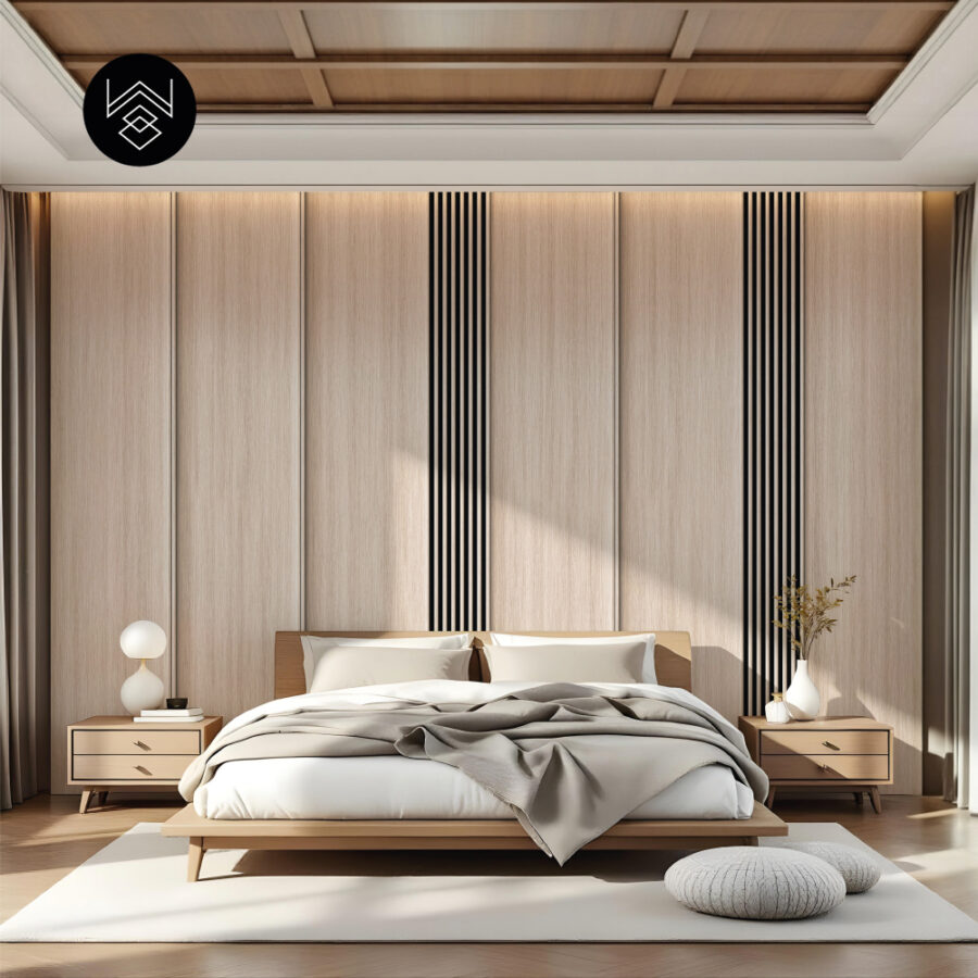 טפט דמוי פורניר אפקט סרגלים אלון מולבן