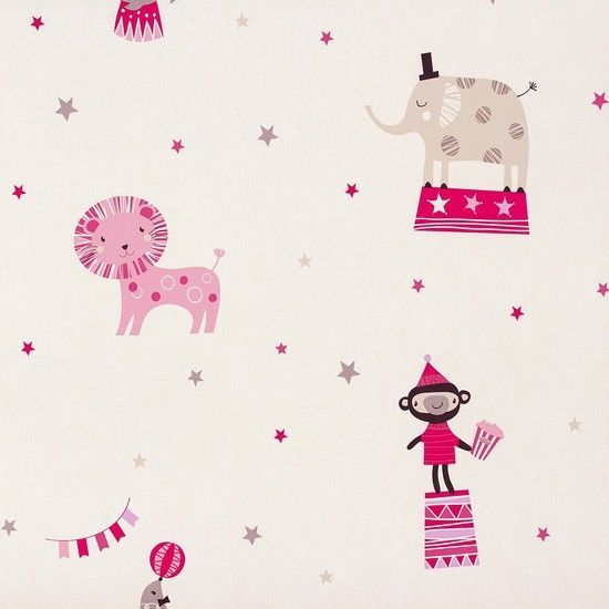 טפט חיות וכוכבים ורוד סגול