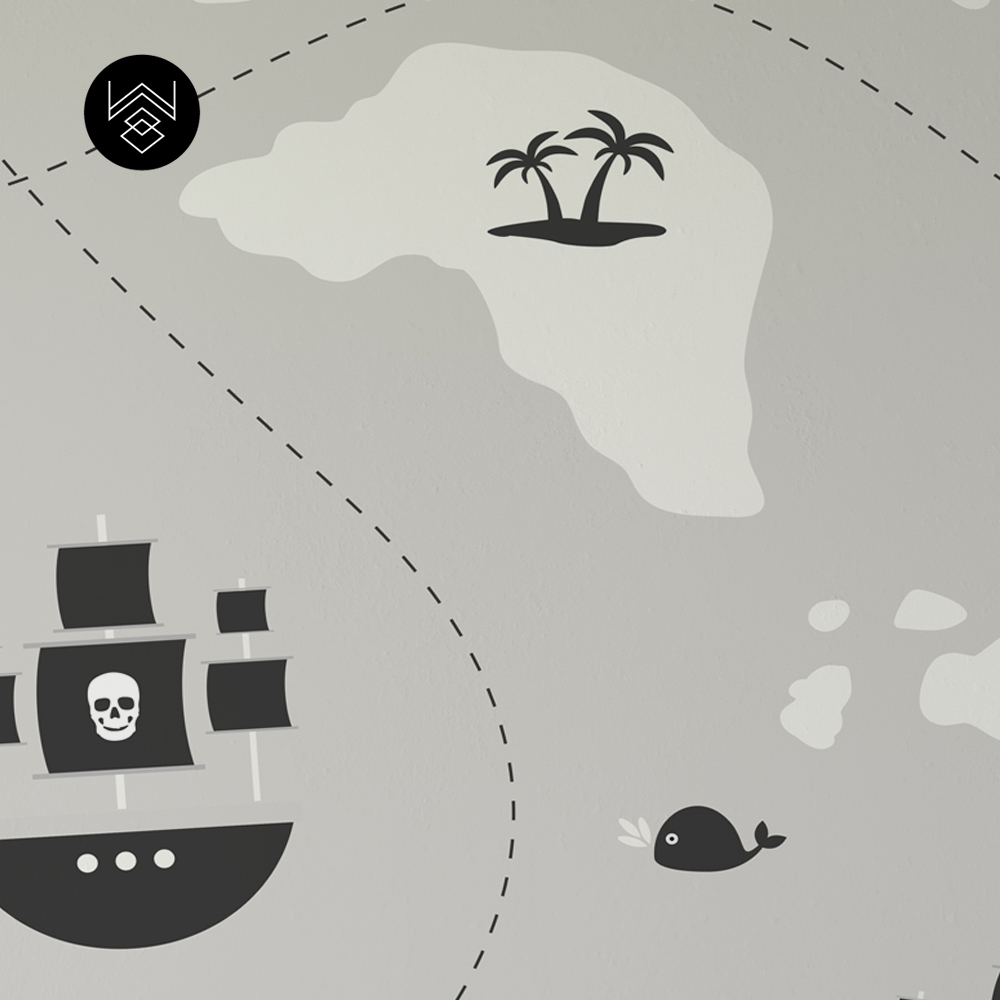 טפט פיראטים סטייל אפור שחור