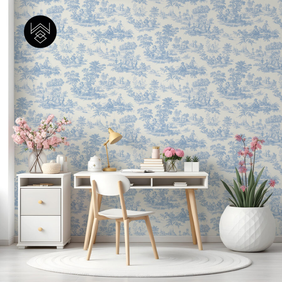 טפט ויקטוריה פאטרן כחול
