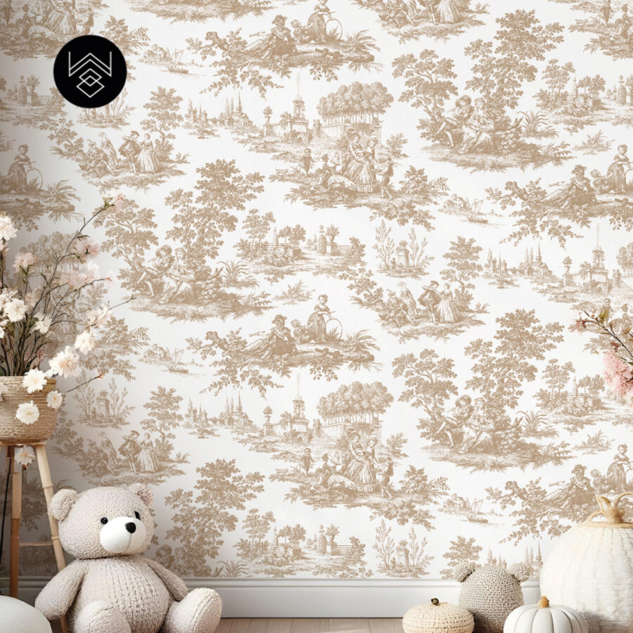 טפט ויקטוריה פאטרן חום