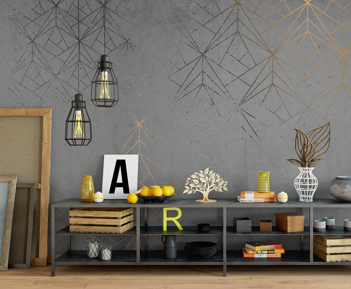 טפט בטון שיק בשילוב שחור ודמוי זהב