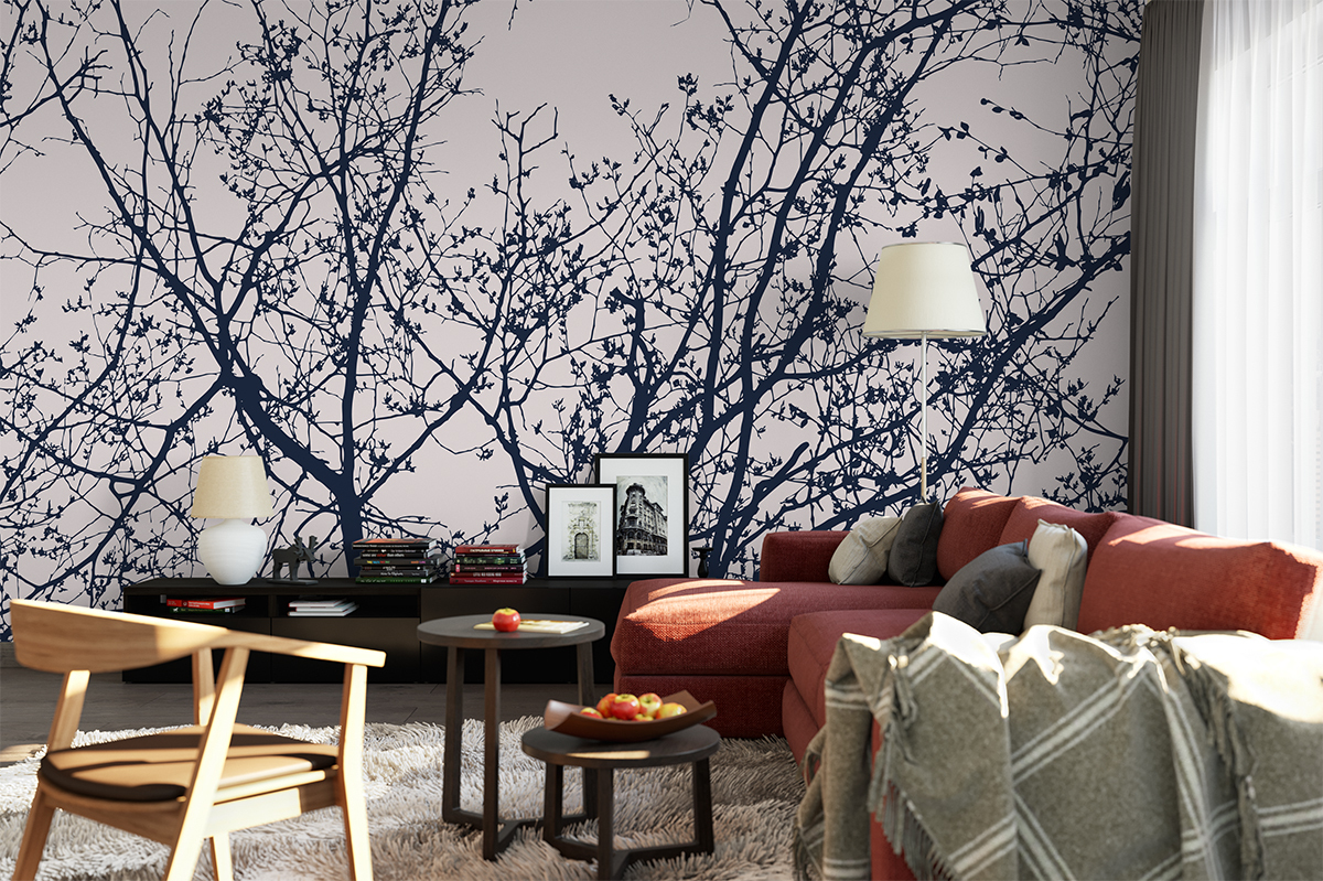 טפט עץ ענפים כחול כהה