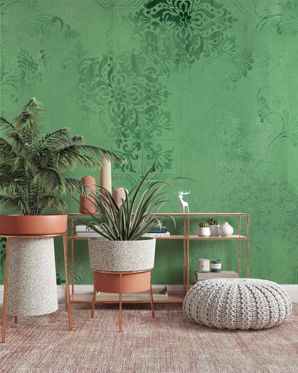 טפט ערבסק משופשף ירוק