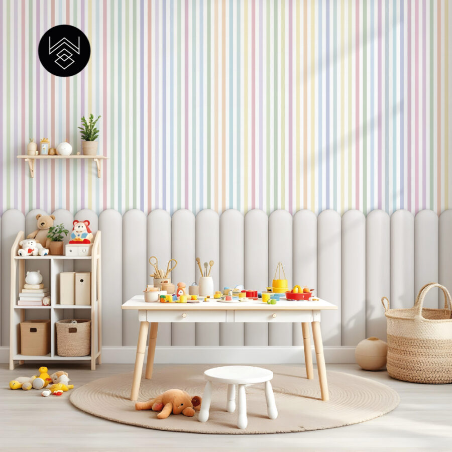 טפט פסים פשתן צבעוני
