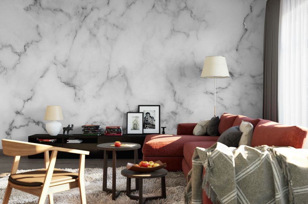 טפט מארבל סטייל לבן אפור