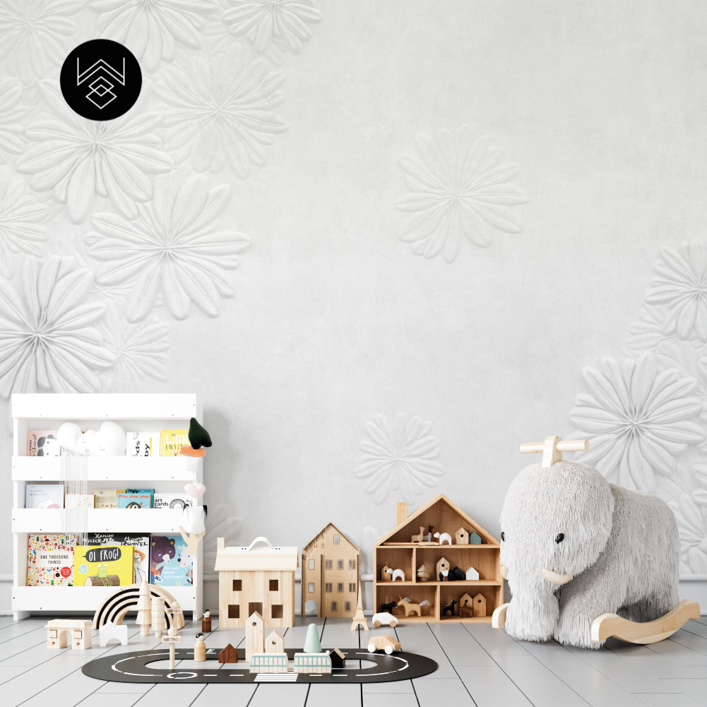 טפט פלאוור מודרן לבן