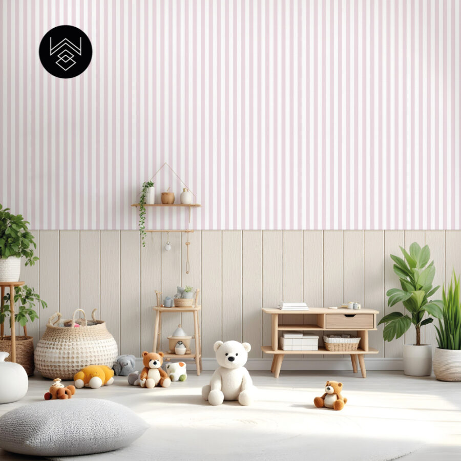 טפט פסים פשתן ורוד