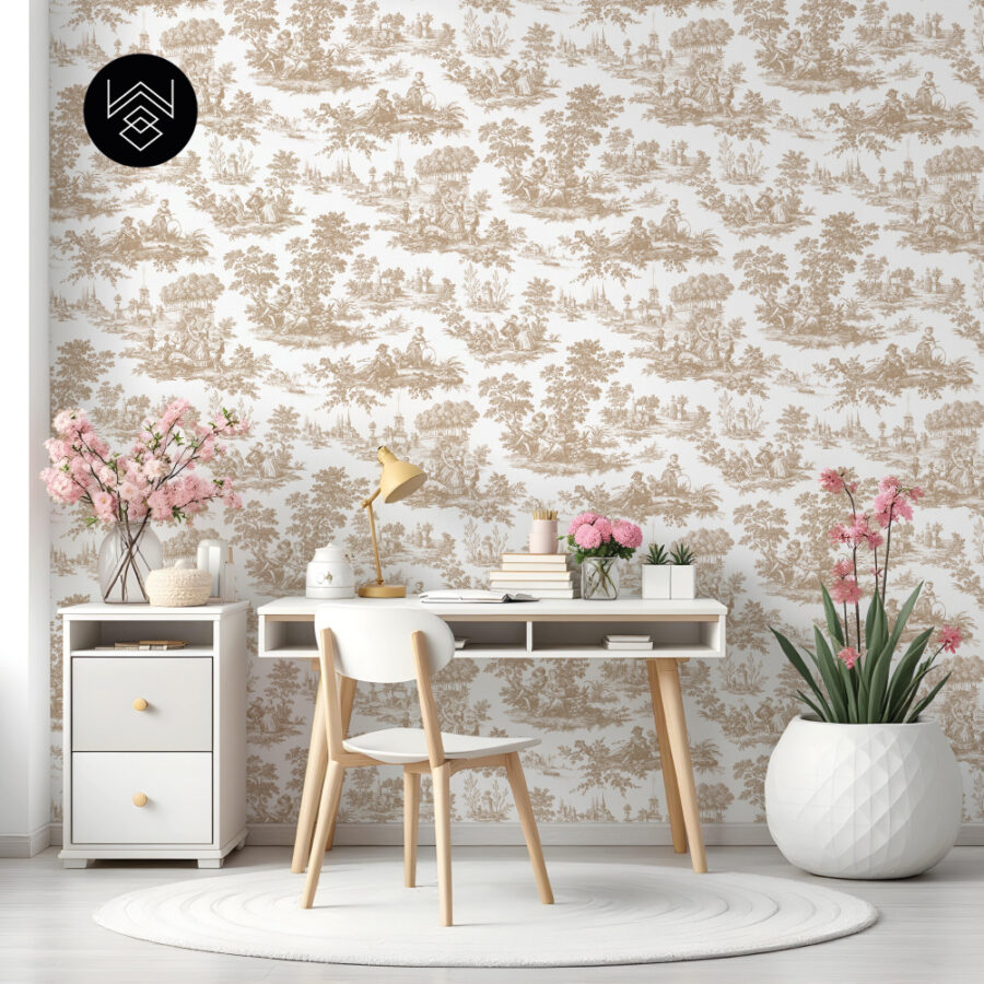 טפט ויקטוריה פאטרן חום