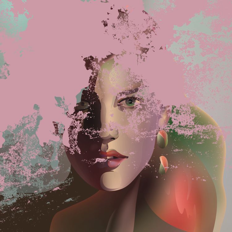 טפט אומנותי ציור של אישה עם צבע מתקלף