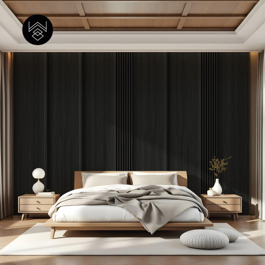 טפט דמוי פורניר אפקט סרגלים פחם