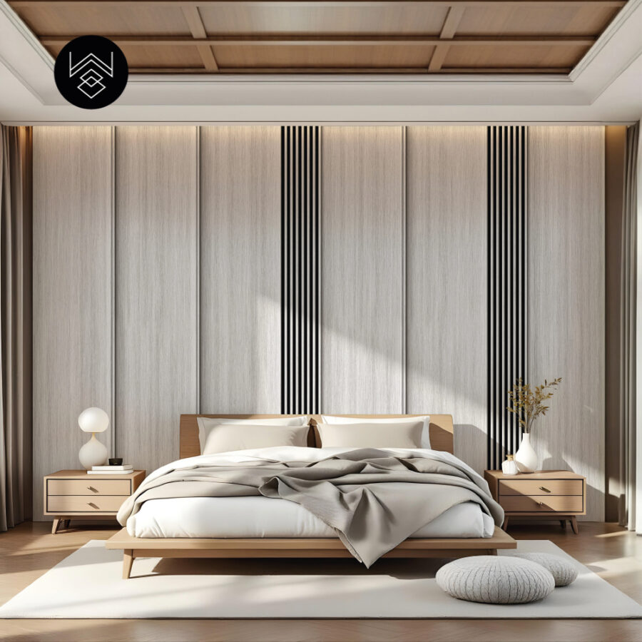 טפט דמוי פורניר אפקט סרגלים אפרפר