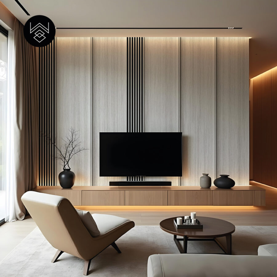 טפט דמוי פורניר אפקט סרגלים אפרפר