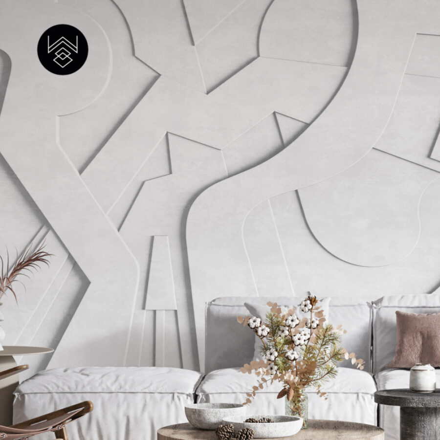 טפט בוהו איזומטרי לבן