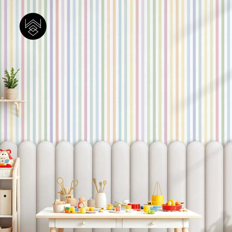 טפט פסים פשתן צבעוני