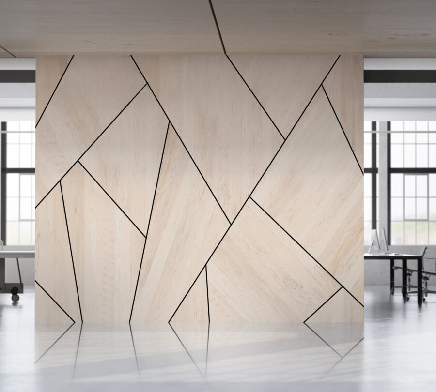 טפט עץ בז’ אלכסונים בשחור