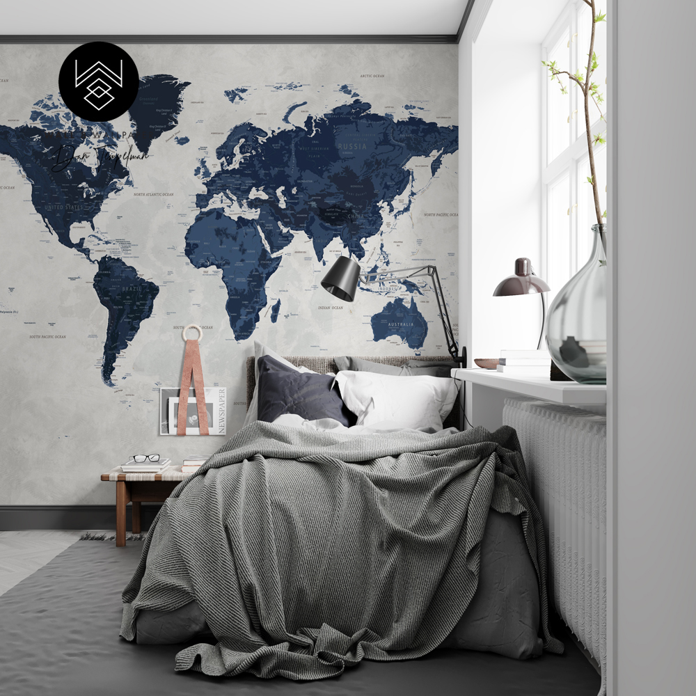 טפט מפת עולם וייב ג'ינס