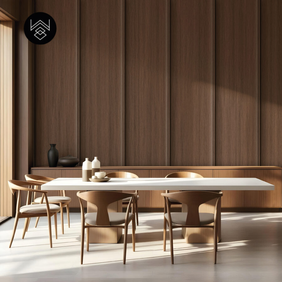 טפט דמוי פורניר אפקט חום מעושן