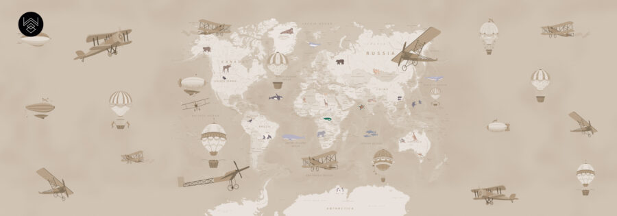 טפט מפת עולם וינטג’ בז