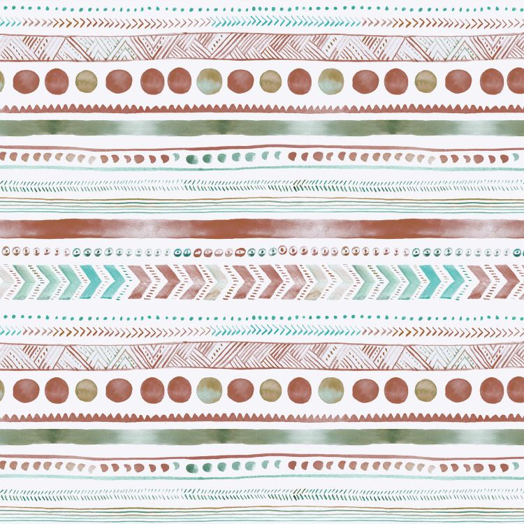 טפט ציור בצבעי מים של דפוס אינדיאני לרוחב עם עיגולים וחצים