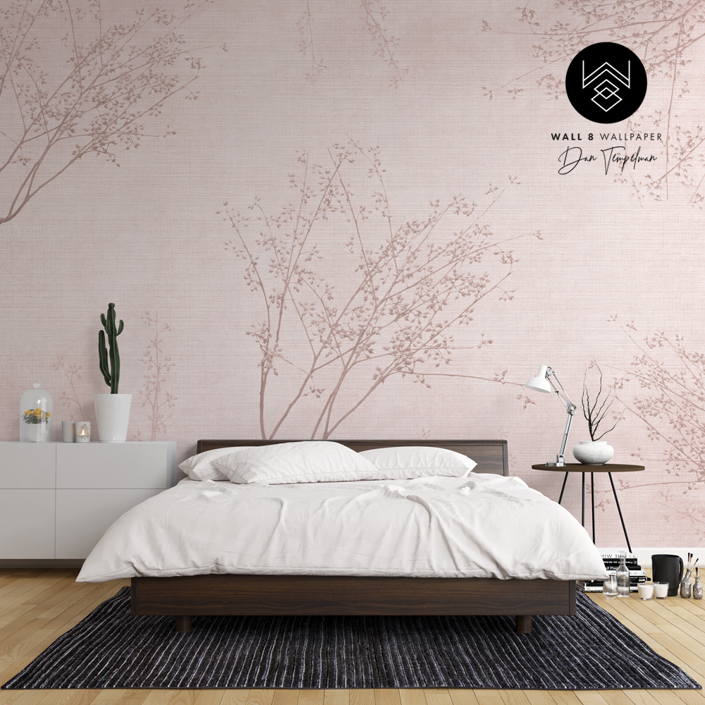 טפט ענפים פשתן 5 ורוד