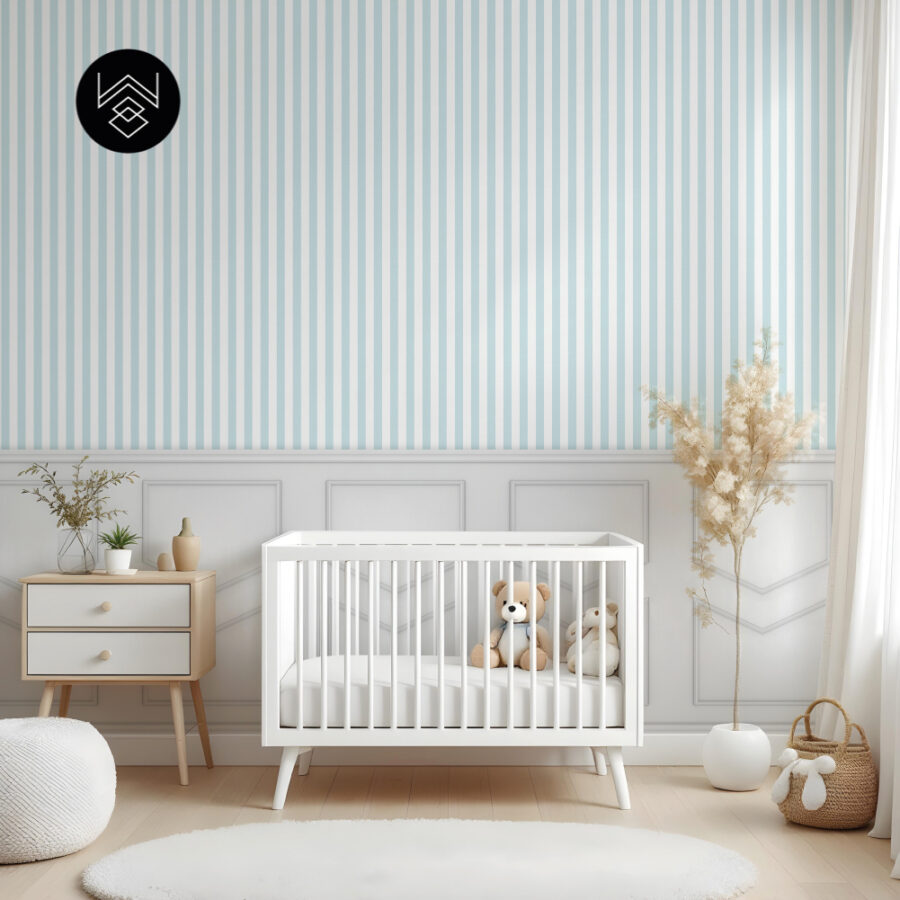 טפט פסים פשתן כחול