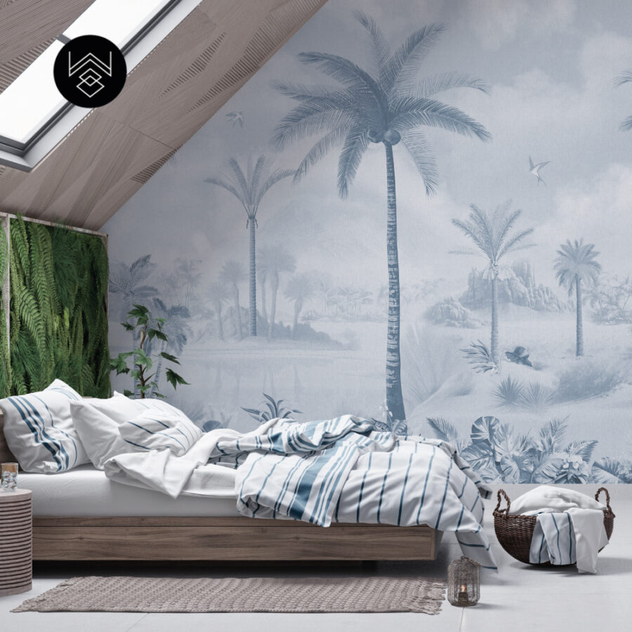 טפט פאלם פייד 4 כחול